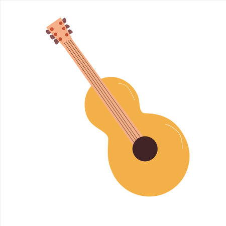 acoustic guitar in a cartoon styleのイラスト素材