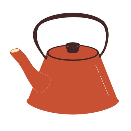 red kettle in retro style for campingのイラスト素材