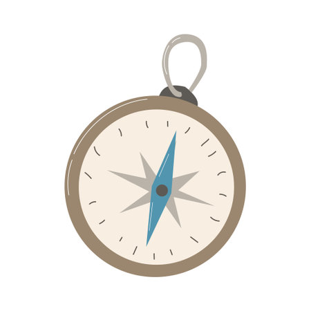 gold compass in retro style on a white backgroundのイラスト素材