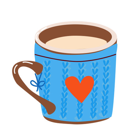 mug with knitted cover in cartoon styleのイラスト素材