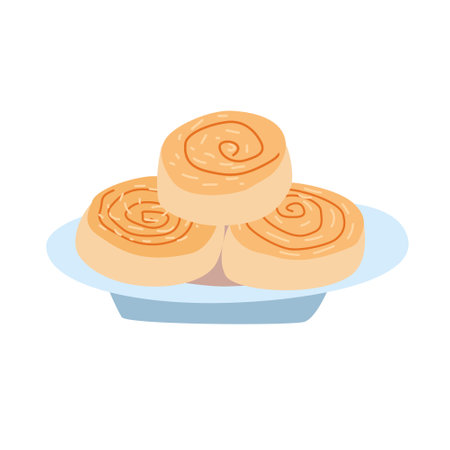 cinnamon buns illustration on a hand drawn styleのイラスト素材