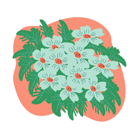 blue daisy in a bouquet on a white backgroundのイラスト素材