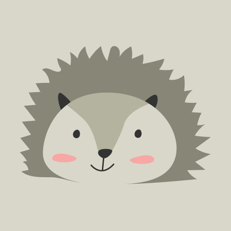 portrait of a forest hedgehog on a gray backgroundのイラスト素材