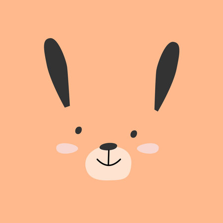 cute simple bunny face in a scandi styleのイラスト素材