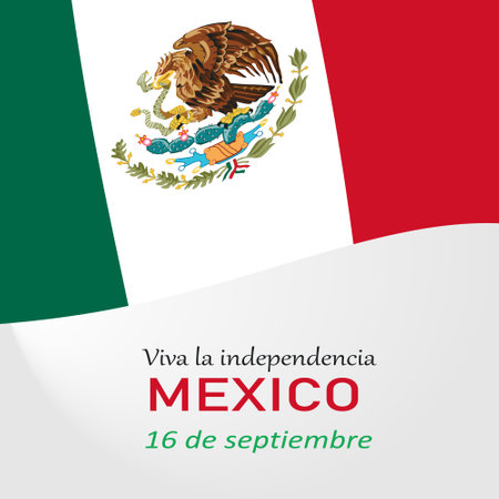 Independence of Mexico banner card with flagのイラスト素材