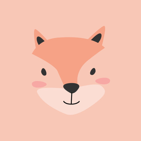 cute simple fox portrait in an naive styleのイラスト素材