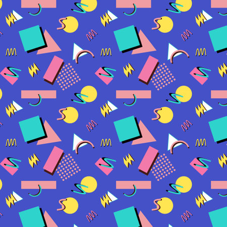 geometric abstract memphis pattern simple shapesのイラスト素材