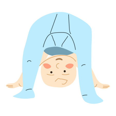 funny baby small boy standed upside downのイラスト素材