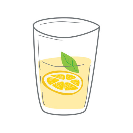 refreshing lemonade in glass with lemon sliceのイラスト素材