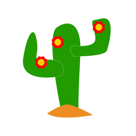 Mexican cactus with bright flower in a flat designのイラスト素材