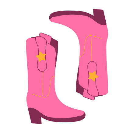 pink cowboy boots for girls in a flat styleのイラスト素材