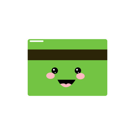 cute bank card with a cartoon face with a smileのイラスト素材
