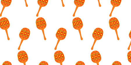 Mexican music background an orange color maracasのイラスト素材