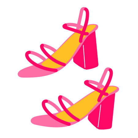 fashion trendy pink shoes in 2000 years styleのイラスト素材
