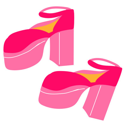pink high heeled shoes in retro style pinkcoreのイラスト素材