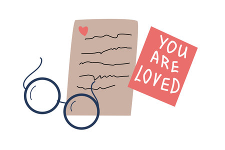 a love letter with a message and a cardのイラスト素材