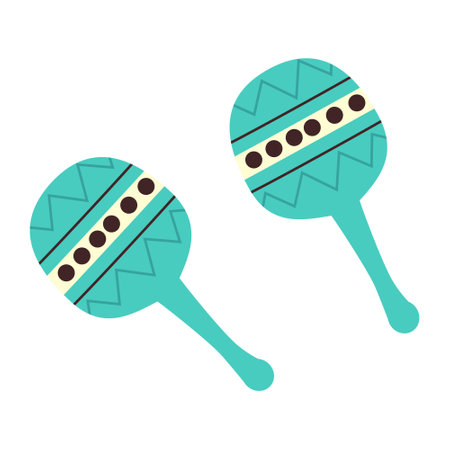 musical instrument mexican maracas in blue colorのイラスト素材