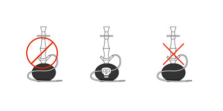 Hookah black color icon - ban smoking and danger