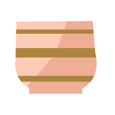 beautiful pink pot with gilded stripes, flowerpotのイラスト素材