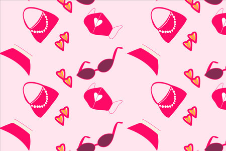 cute pink aestetick pattern with a fashion clothes and acceroriesのイラスト素材