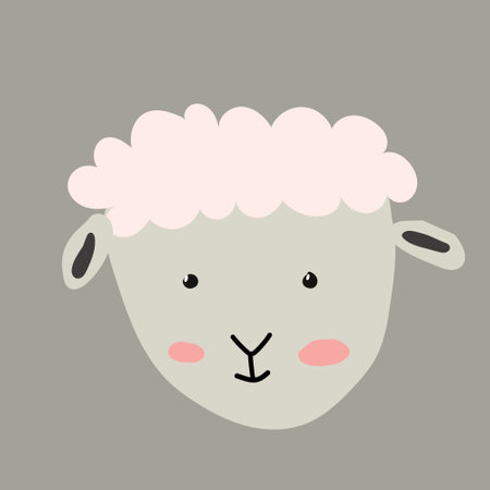 cute portrait of animal sheep on dark backgroundのイラスト素材