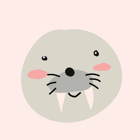 cute animals portrait of walrus, animals headのイラスト素材