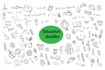 Education doodle or back to school set of elementsのイラスト素材