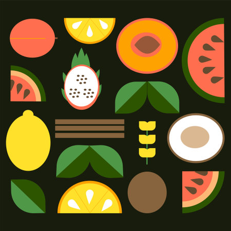 minimalistic geometry fruit pattern - backgroundのイラスト素材