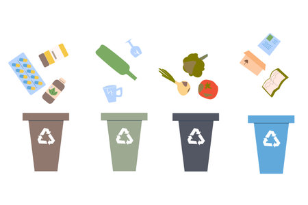 Waste sorting - vector, Zero waste life styleのイラスト素材