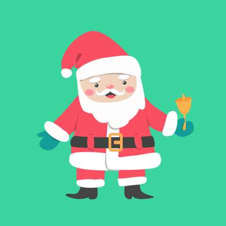 cute christmas character claus on green backgroundのイラスト素材
