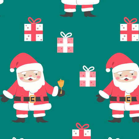 seamless xmas pattern with claus and giftsのイラスト素材