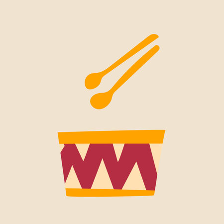 simple drum illustration with stick cartoonのイラスト素材