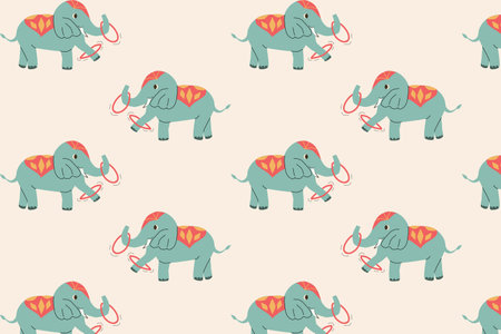 cartoon baby elephant - cartoon seamless patternのイラスト素材