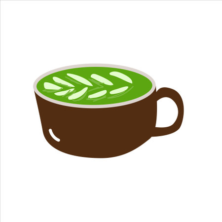 Japan matcha latte - vector illustration isolated. Can used for banner, stickers, greeting cards. . Vector illustration in flat style.のイラスト素材