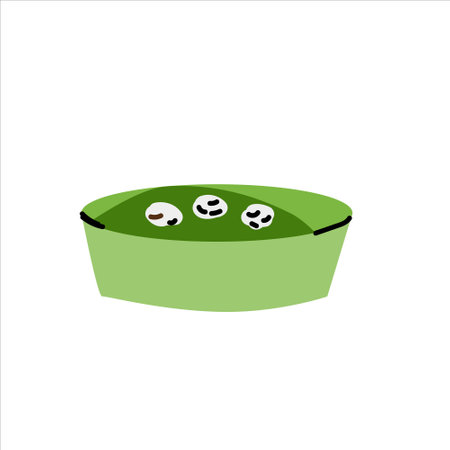 green tart or cookie with cream and nuts. Vector illustration can used for bakery card. Green tea dessert - healthy product.のイラスト素材