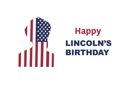 abraham lincoln silhouette of president usa with flag of usa pattern. Vector illustration isolated. Banner for lincoln day holiday.のイラスト素材