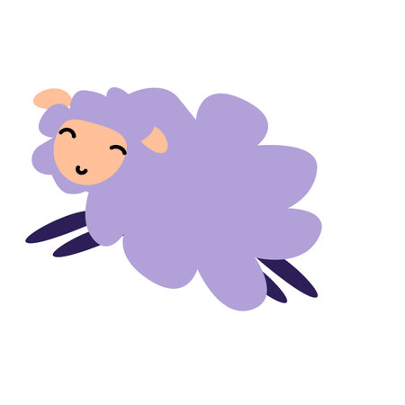 cartoon jumping sheep isolated. Vector illustration on white background. Can used for pattern, greeting card.のイラスト素材