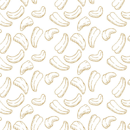 Cashew food nuts background in Hand drawn style. Vector illustration isolated. Sketch.のイラスト素材
