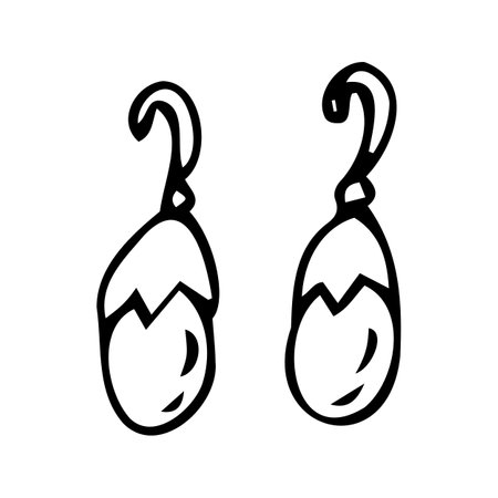 Hand drawn sketch of pearl earrings doodle vector illustration. Can used for beauty banner for jewellery business.のイラスト素材