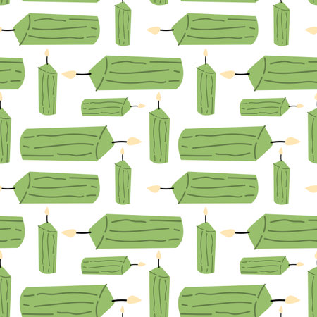 Aromatherapy Seamless Pattern with Vector Candles. Vector illustration can be used for wrapping paper, wallpapers, posters, cover design.のイラスト素材