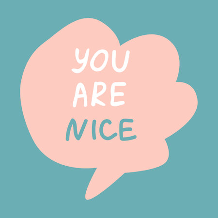 Vector illustration of speech bubble with compliment phrase, self love quotes. Vector illustration can be used for banner, poster.のイラスト素材