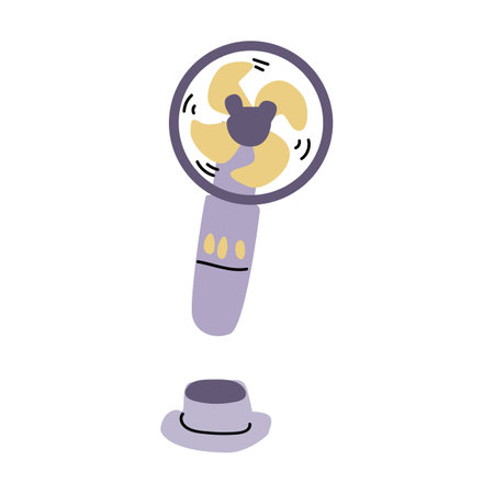 hand drawn simple portable fan - electric appliance. Vector illustration of fan in pastel colors.のイラスト素材