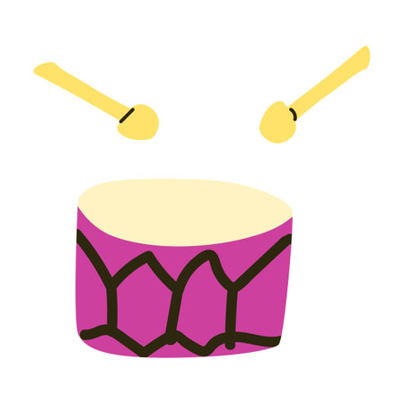Music drum instrument vector illustration. Vector icon for banner, jazz background.のイラスト素材