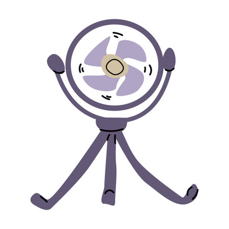 hand drawn simple portable fan - electric appliance. Vector illustration of fan in pastel colors.