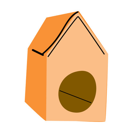 Dog house Icon, doghouse kennel vector illustration in orange colorのイラスト素材