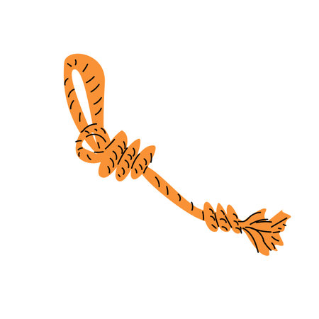 rope toy for dog - cartoon supply, animal pet care item icon. Hand drawn flat design.のイラスト素材