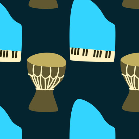 Poster or banner for the jazz festival with music instruments. Perfect for music events, jazz concerts. Vector illustrationのイラスト素材