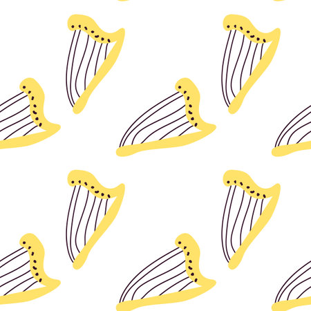 Viola instrument background - seamless pattern. Vector illustration for music banner or textile, cover, wrapping paper.のイラスト素材