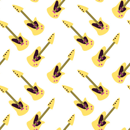 Seamless pattern for music festival. Bright background design with musical instruments.のイラスト素材