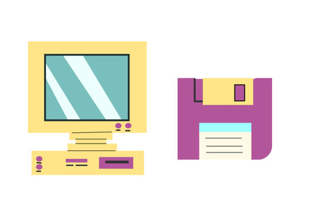 90s retro elements set or 80s, or y2k elements, retro style, game and music items. Can use for stickers, banner, greeting card.のイラスト素材